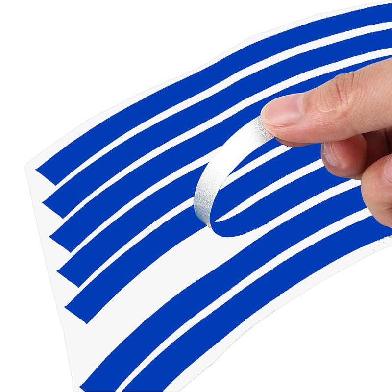 Leasinder 16pcs 17-19'' Reflective Wheel Rim Stripe Decal Sticker for Motorcycle Wheels Car Cycling Bike Bicycle Night Safety Decoration Stripe Universal Reflective Rim Stickers (Style 1 Blue) - Image 2
